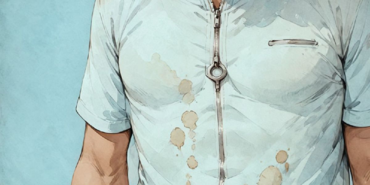 A man's shirt with red wine stains